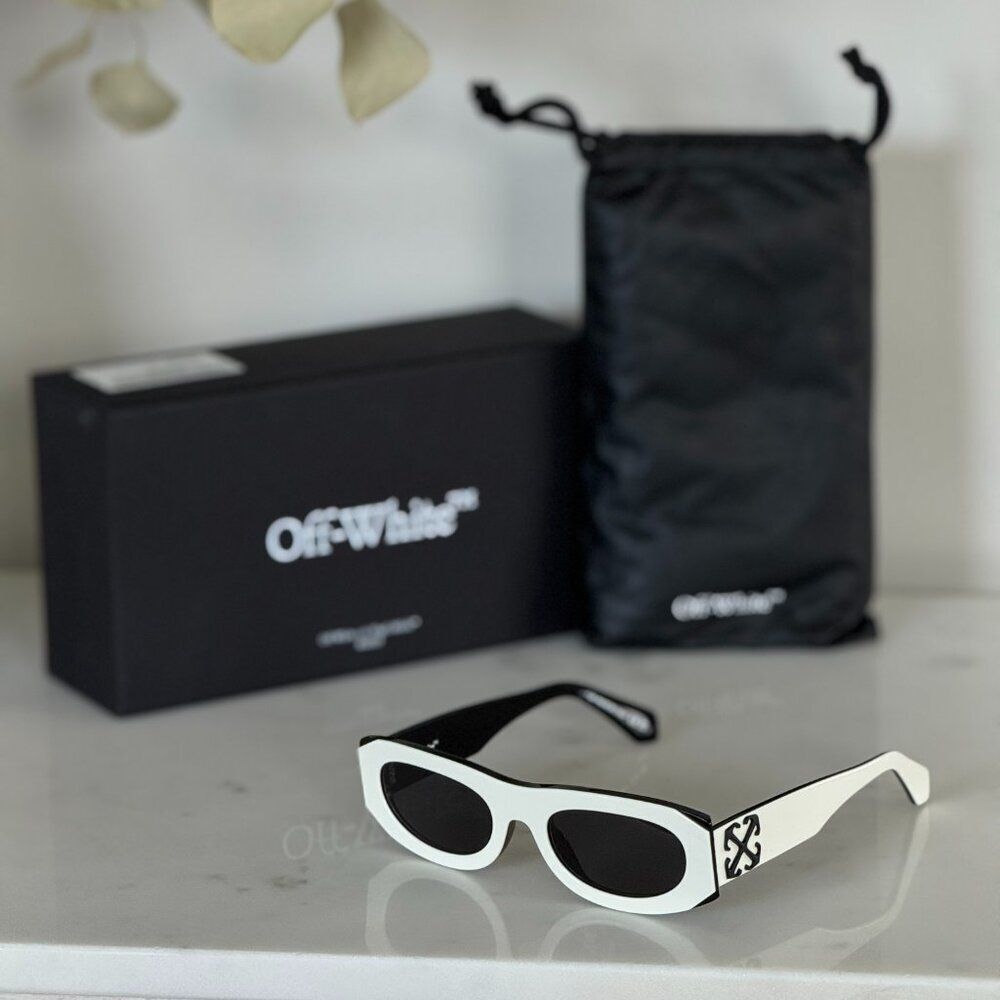 Off-White ORLANDO Women Sunglasses White Black Grey Oval OERI13O ORLANDO 0107